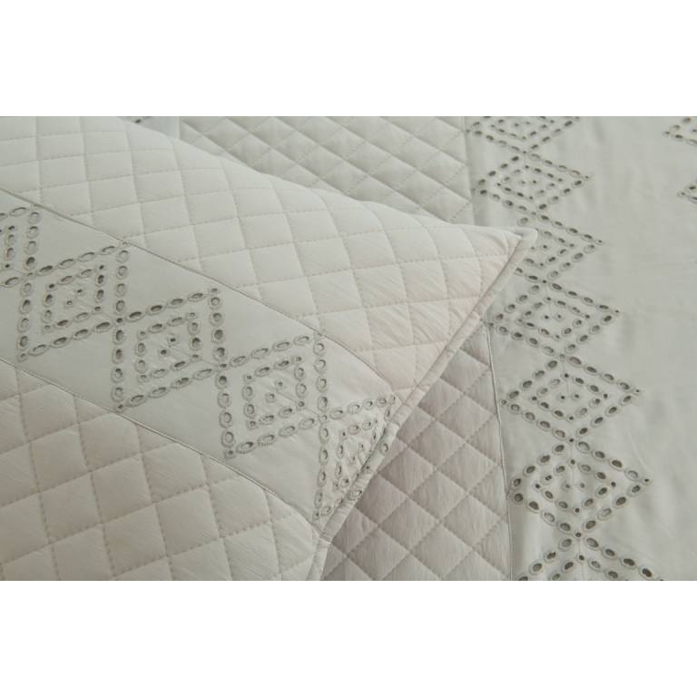 CONJUNTO COLCHA BORDADA TACTO SUAVE Y FUNDAS DE COJIN (gris, Cama 180:280x270)