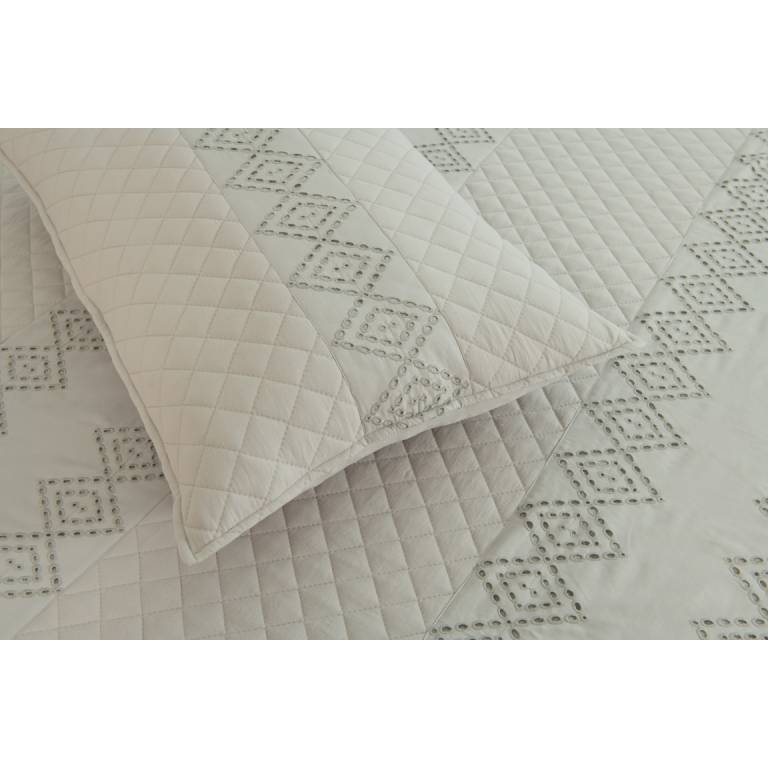 CONJUNTO COLCHA BORDADA TACTO SUAVE Y FUNDAS DE COJIN (gris, Cama 180:280x270)