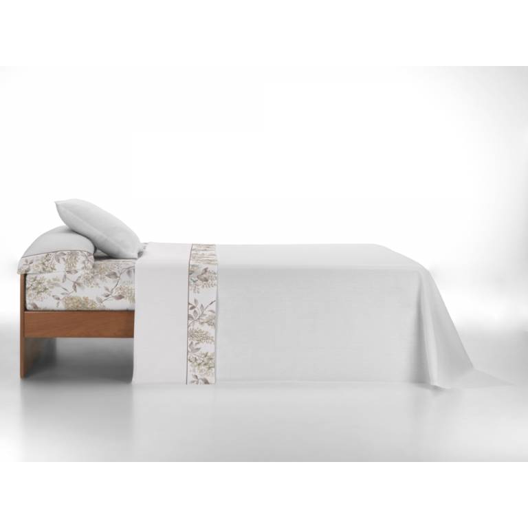 JUEGO SABANAS FLORES 100 ALGODON 3 PIEZAS (beige, Cama 135:220x270)