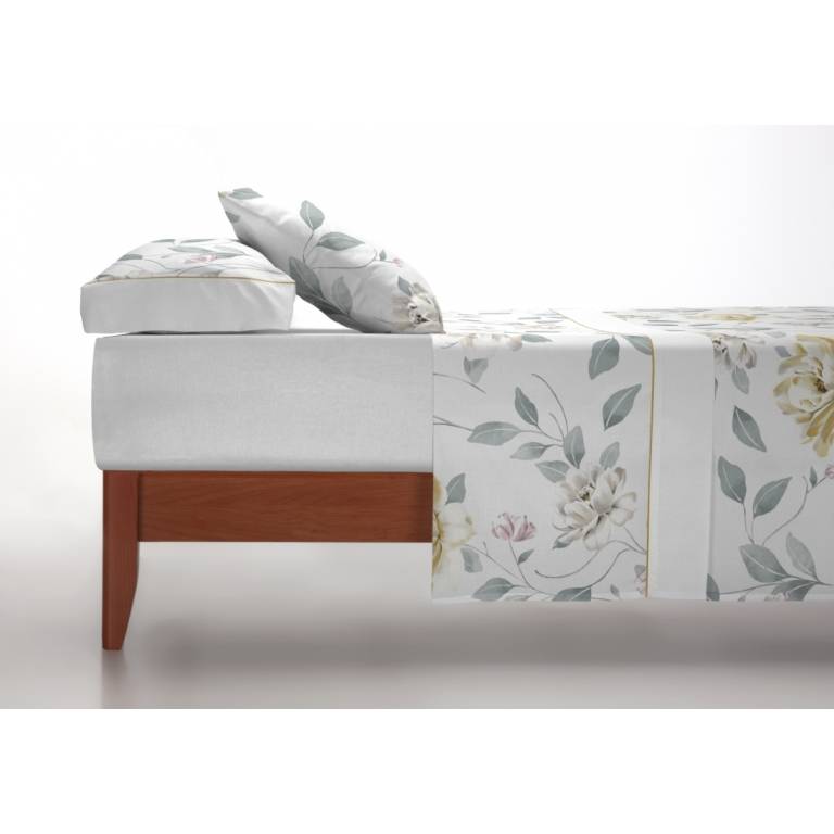 JUEGO SABANAS FLORES 3 PIEZAS (oro, Cama 090:160x270)