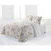 CONJUNTO COLCHA BOUTI ESTAMPADO DE FLORES Y FUNDAS DE COJIN (beige, Cama 135:235x270)