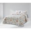 CONJUNTO COLCHA BOUTI ESTAMPADO DE FLORES CON PUNTILLA Y FUNDAS DE COJIN (nude, Cama 090:180x270)