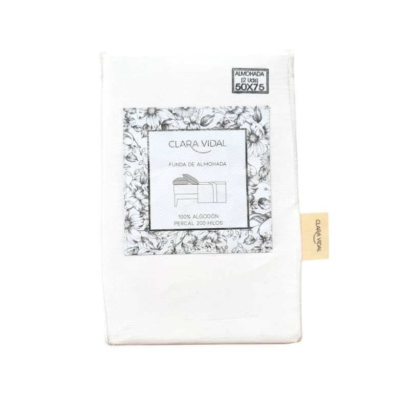 FUNDA ALMOHADA PERCAL 200 HILOS ALGODÓN (blanco, 50x75)