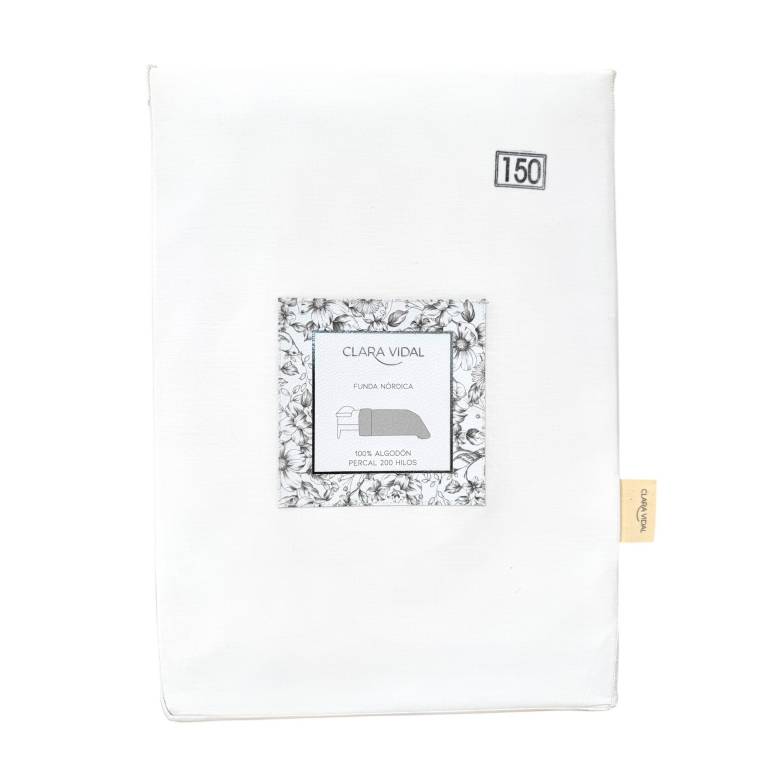 FUNDA NORDICA PERCAL 200 HILOS ALGODON (blanco, Cama 090:155x220)