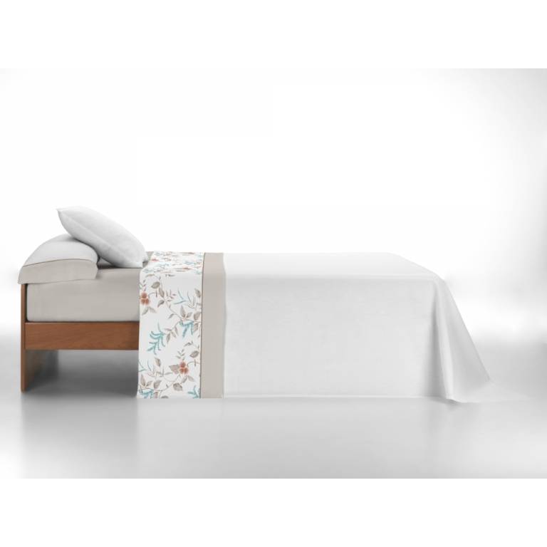 JUEGO SABANAS FLORES 3 PIEZAS (turquesa, Cama 200:280x270)