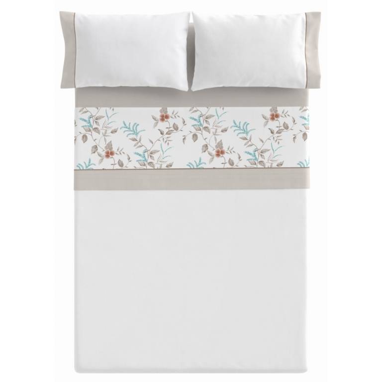 JUEGO SABANAS FLORES 3 PIEZAS (turquesa, Cama 200:280x270)