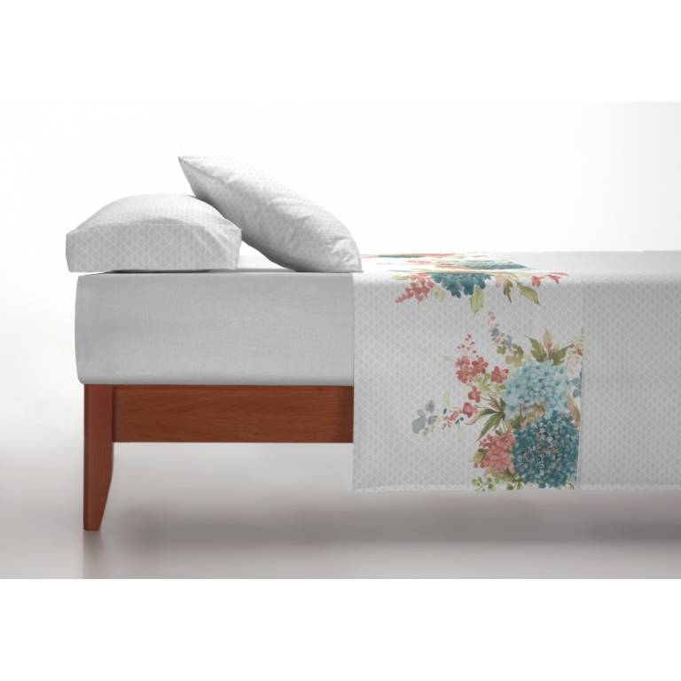 JUEGO SABANAS FLORES 3 PIEZAS (azul, Cama 135:220x270)