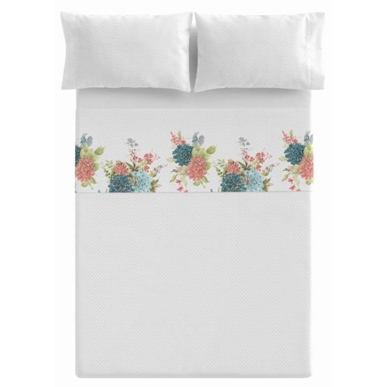 JUEGO SABANAS FLORES 3 PIEZAS (azul, Cama 135:220x270)