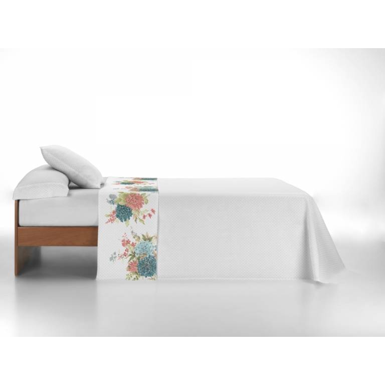 JUEGO SABANAS FLORES 3 PIEZAS (azul, Cama 135:220x270)