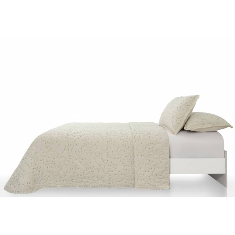 CONJUNTO COLCHA BORDADA TACTO SUAVE Y FUNDAS DE COJIN (verde, Cama 135:235x270)