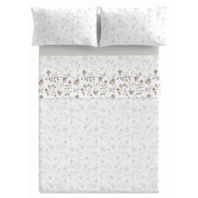JUEGO SABANAS FLORES 3 PIEZAS (beige, Cama 090:160x270)