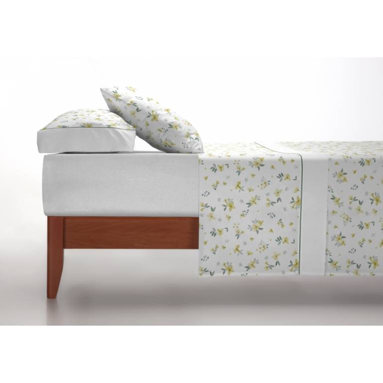 JUEGO SABANAS FLORES LIBERTY 3 PIEZAS (amarillo, Cama 090:160x270)
