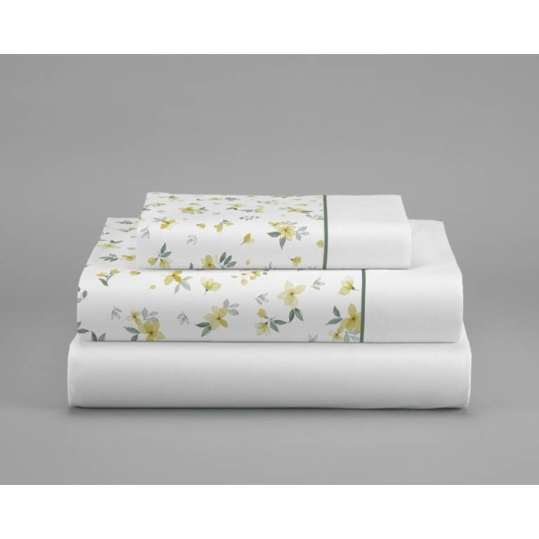 JUEGO SABANAS FLORES LIBERTY 3 PIEZAS (amarillo, Cama 090:160x270)