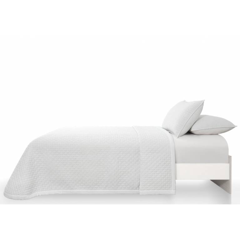 CONJUNTO COLCHA ACOLCHADO GEOMETRICO TACTO SUAVE Y FUNDAS DE COJIN (blanco, Cama 180:280x270)