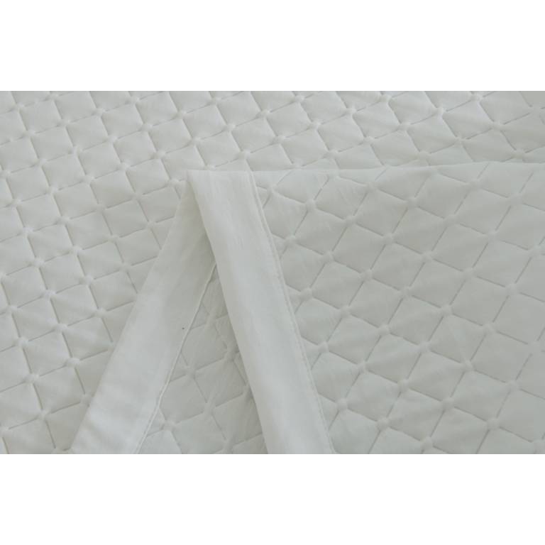 CONJUNTO COLCHA ACOLCHADO GEOMETRICO TACTO SUAVE Y FUNDAS DE COJIN (blanco, Cama 180:280x270)