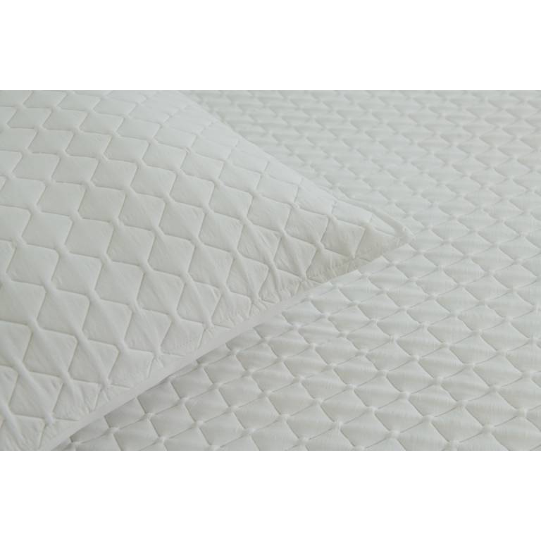 CONJUNTO COLCHA ACOLCHADO GEOMETRICO TACTO SUAVE Y FUNDAS DE COJIN (blanco, Cama 180:280x270)