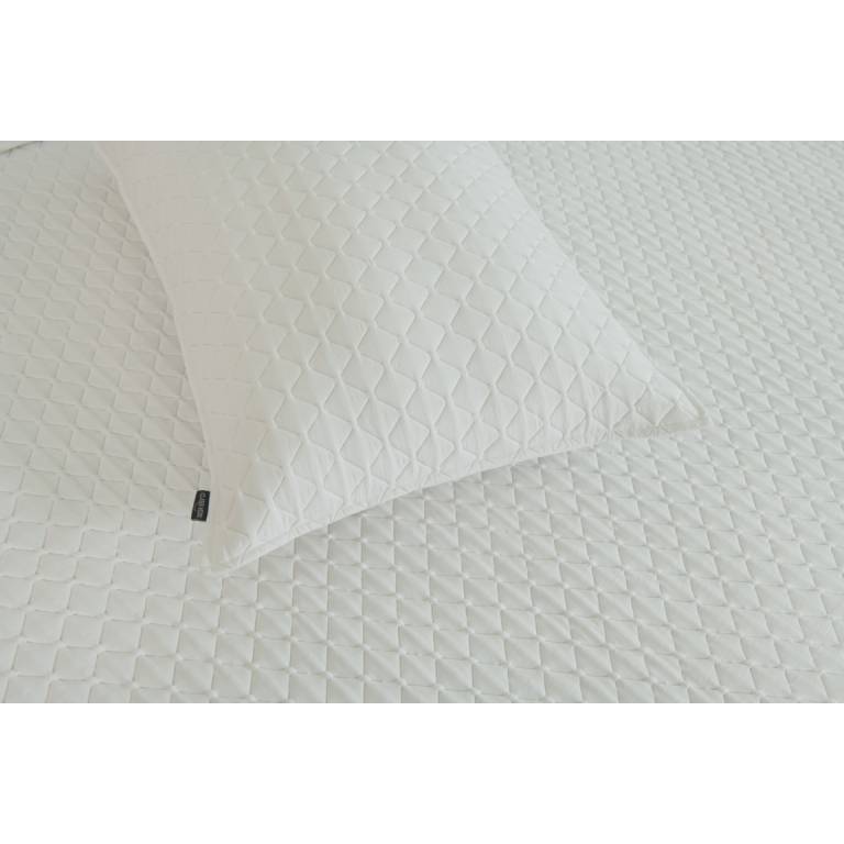 CONJUNTO COLCHA ACOLCHADO GEOMETRICO TACTO SUAVE Y FUNDAS DE COJIN (blanco, Cama 180:280x270)