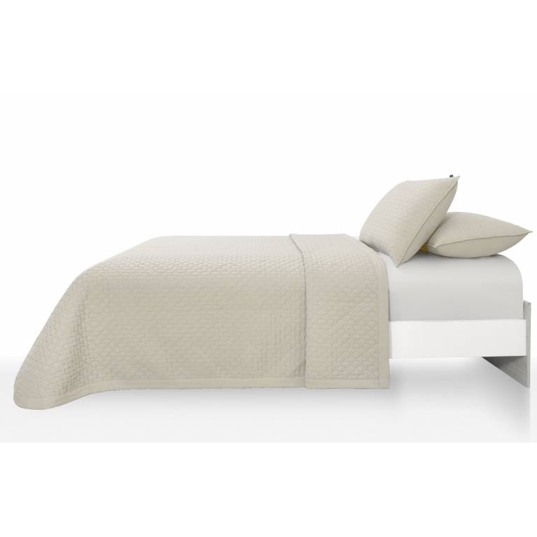 CONJUNTO COLCHA ACOLCHADO GEOMETRICO TACTO SUAVE Y FUNDAS DE COJIN (natural, Cama 200:300x270)