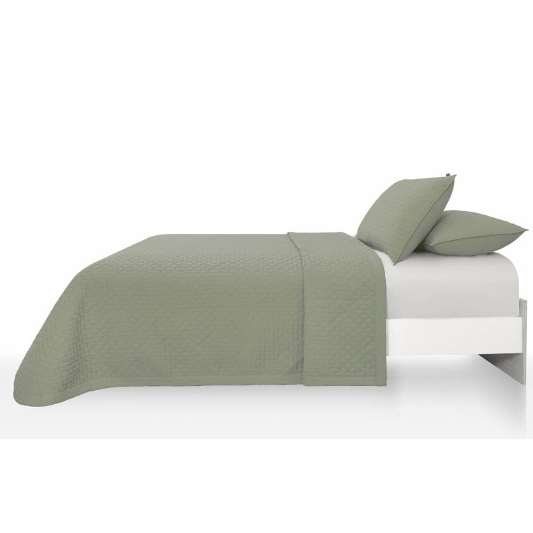 CONJUNTO COLCHA ACOLCHADO GEOMETRICO TACTO SUAVE Y FUNDAS DE COJIN (verde, Cama 200:300x270)