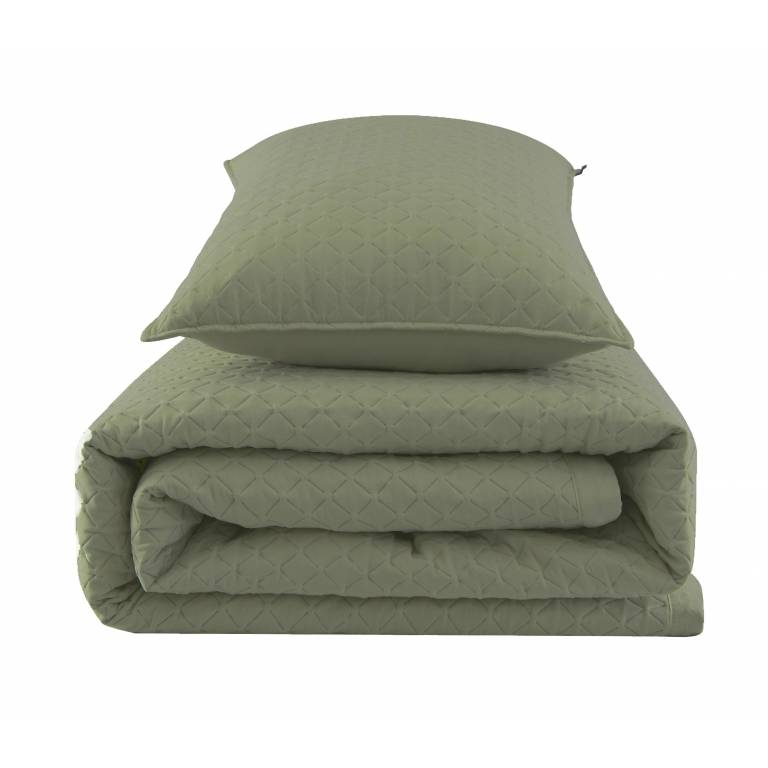 CONJUNTO COLCHA ACOLCHADO GEOMETRICO TACTO SUAVE Y FUNDAS DE COJIN (verde, Cama 090:180x270)