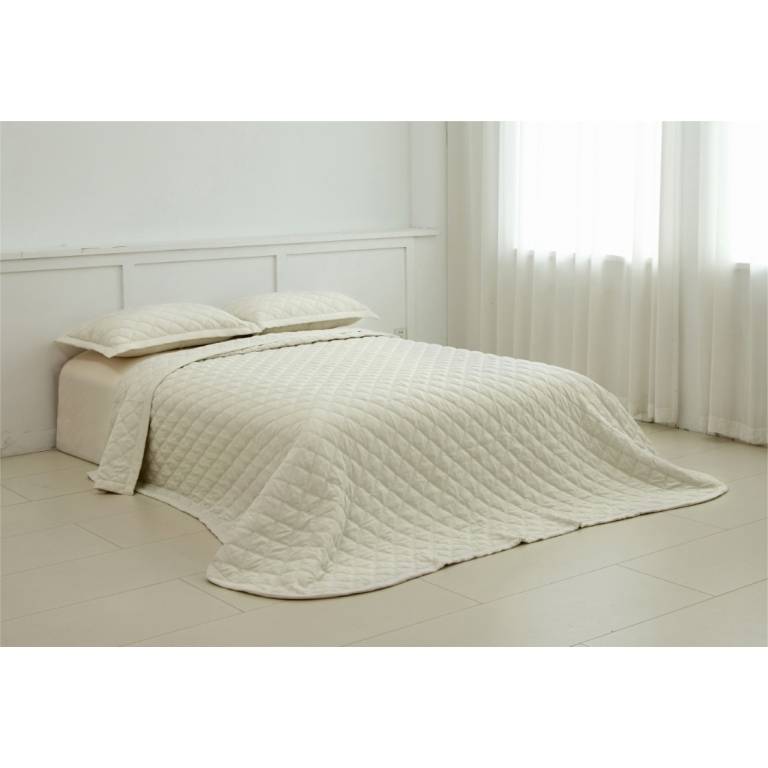 CONJUNTO COLCHA TACTO EXTRA SUAVE Y FUNDAS DE COJIN (natural, Cama 135:235x270)