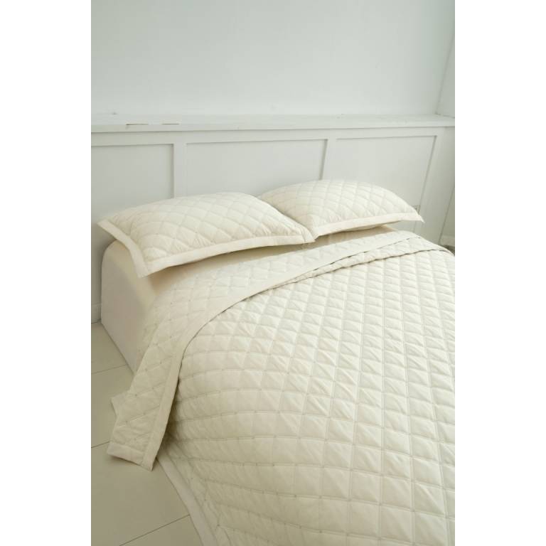CONJUNTO COLCHA TACTO EXTRA SUAVE Y FUNDAS DE COJIN (natural, Cama 135:235x270)