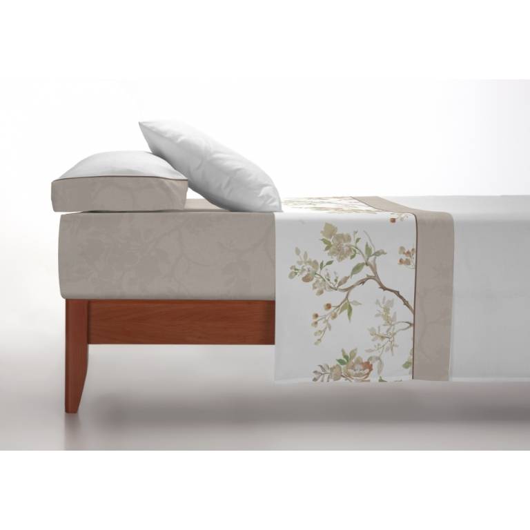 JUEGO SABANAS FLORES 3 PIEZAS beige