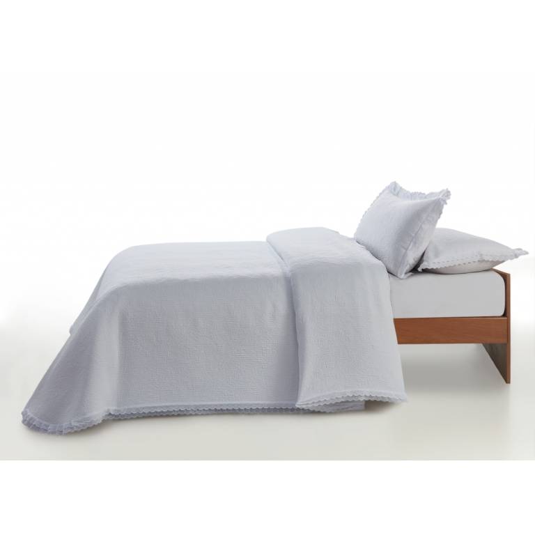 CONJUNTO COLCHA PIQUÉ Y FUNDAS DE COJÍN (blanco, Cama 090:180x270)