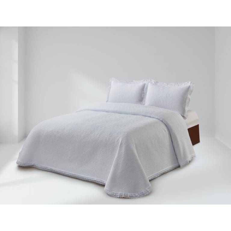CONJUNTO COLCHA PIQUÉ Y FUNDAS DE COJÍN (blanco, Cama 090:180x270)