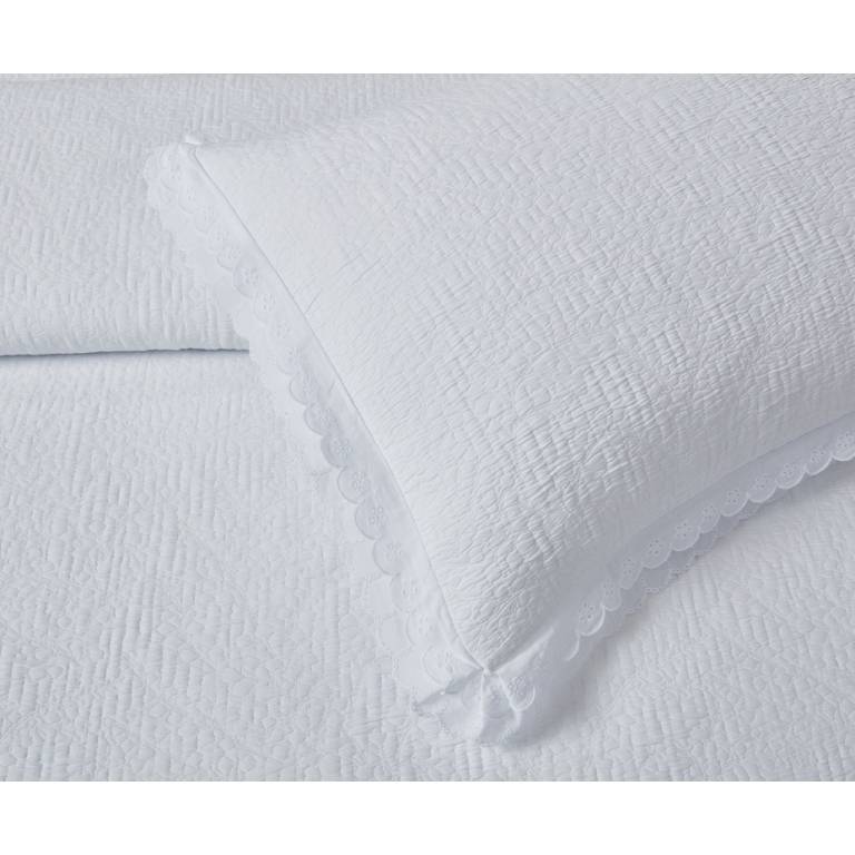 CONJUNTO COLCHA PIQUÉ Y FUNDAS DE COJÍN (blanco, Cama 090:180x270)