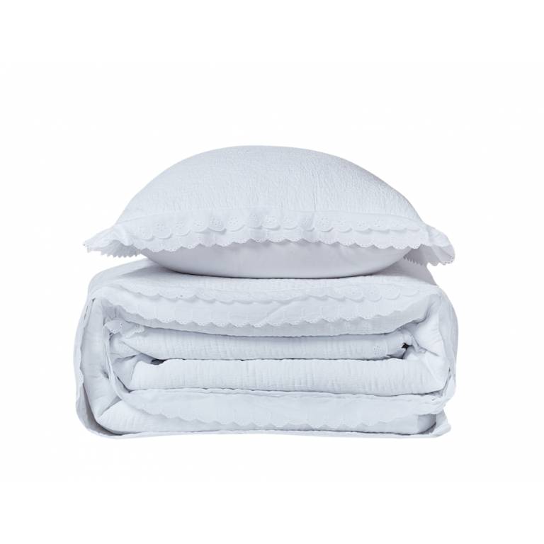 CONJUNTO COLCHA PIQUÉ Y FUNDAS DE COJÍN (blanco, Cama 090:180x270)