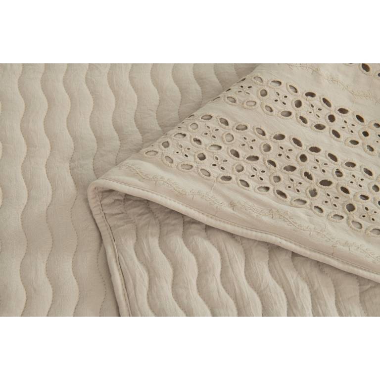 CONJUNTO COLCHA BORDADA TACTO SUAVE Y FUNDAS DE COJIN (beige, Cama 150:250x270)
