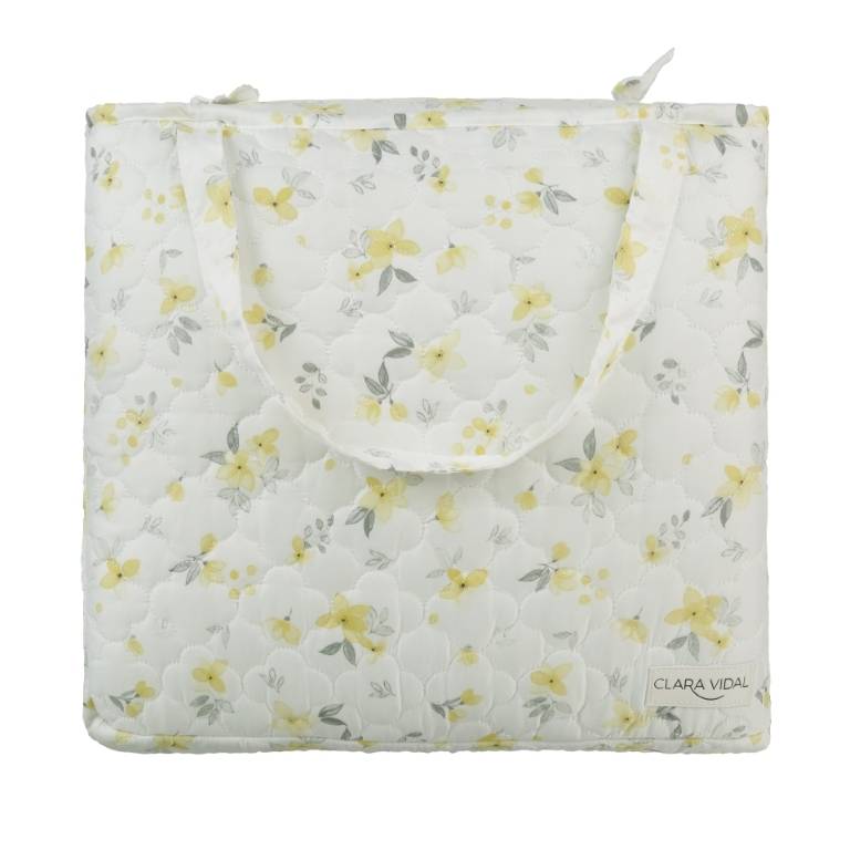 CONJUNTO COLCHA BOUTI ESTAMPADO DE FLOR PEQUEÑA Y FUNDAS DE COJIN (amarillo, Cama 090:180x270)