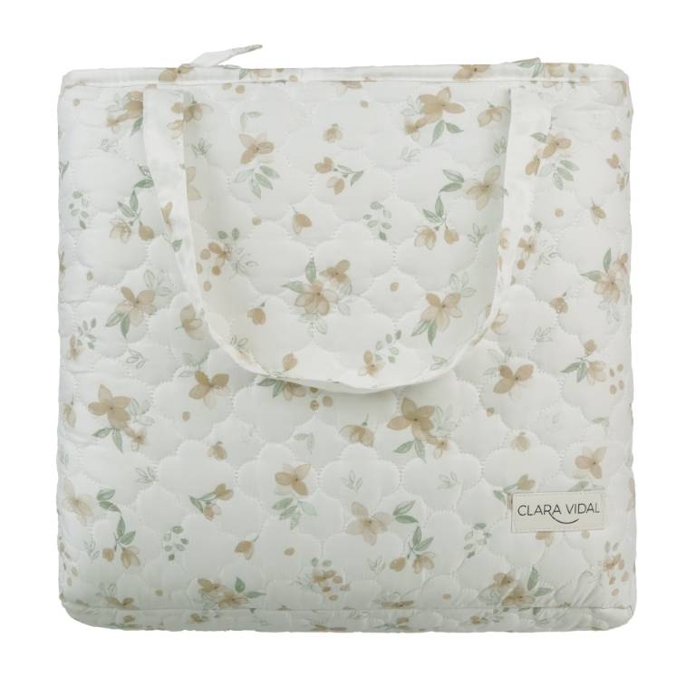 CONJUNTO COLCHA BOUTI ESTAMPADO DE FLOR PEQUEÑA Y FUNDAS DE COJIN (beige, Cama 105:200x270)