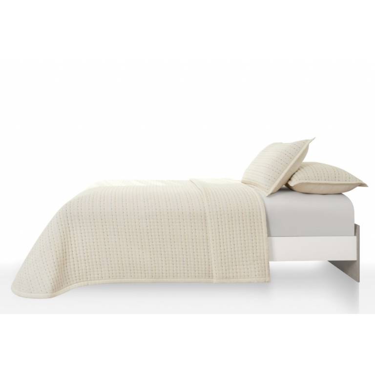 CONJUNTO COLCHA BORDADA TACTO SUAVE Y FUNDAS DE COJIN (gris, Cama 090:180x270)