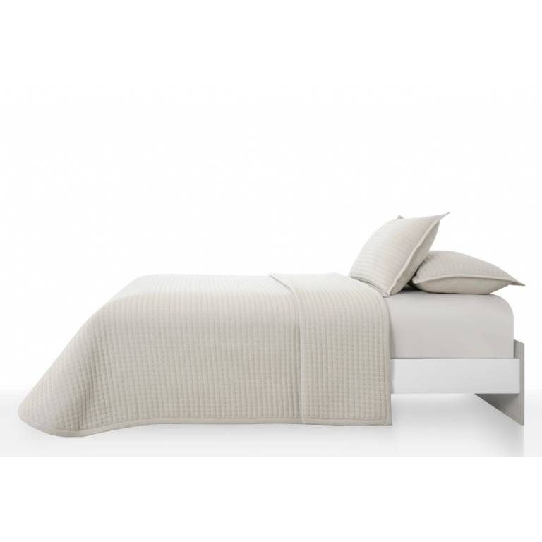 CONJUNTO COLCHA BORDADA TACTO SUAVE Y FUNDAS DE COJIN (gris, Cama 090:180x270)