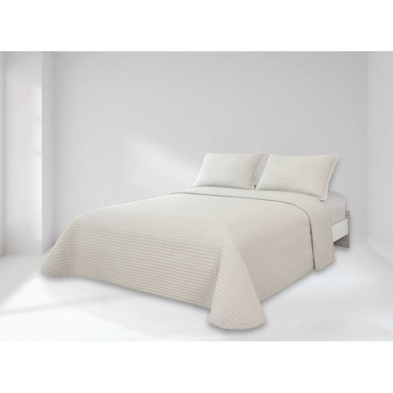 CONJUNTO COLCHA BORDADA TACTO SUAVE Y FUNDAS DE COJIN (gris, Cama 090:180x270)