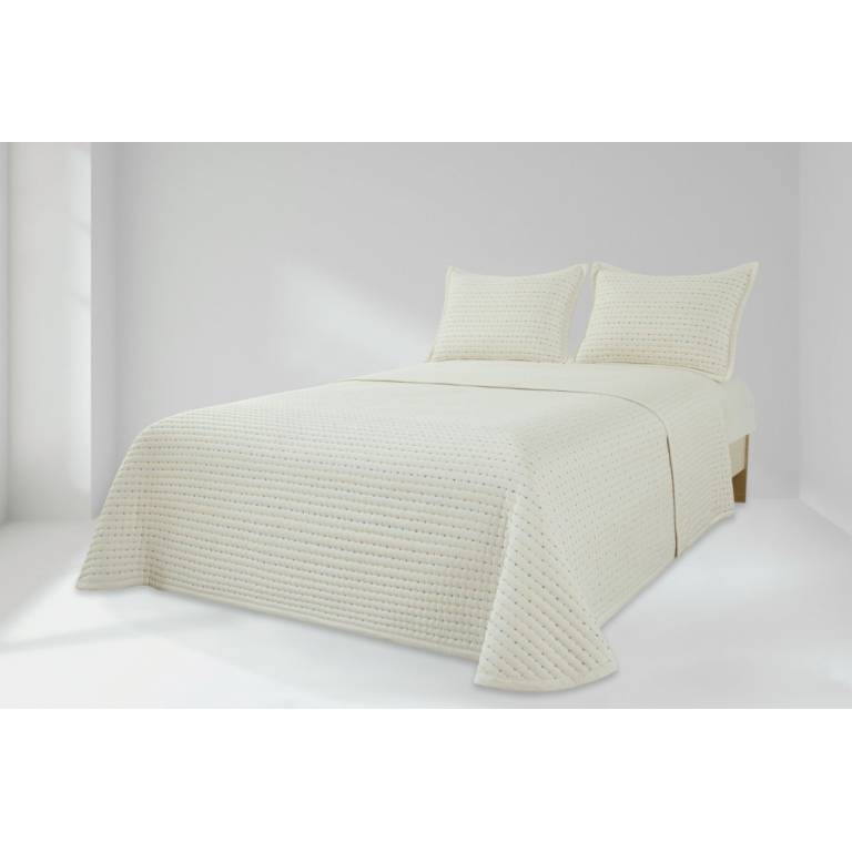 CONJUNTO COLCHA BORDADA A RAYAS TACTO SUAVE Y FUNDAS DE COJÍN (teja, Cama 200:300x270)