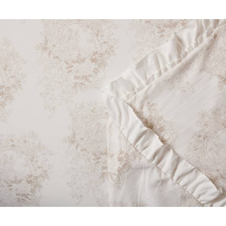 CONJUNTO EDREDON ESTAMPADO TOILE DE JOUY CON VOLANTE (beige, Cama 090:180x270)