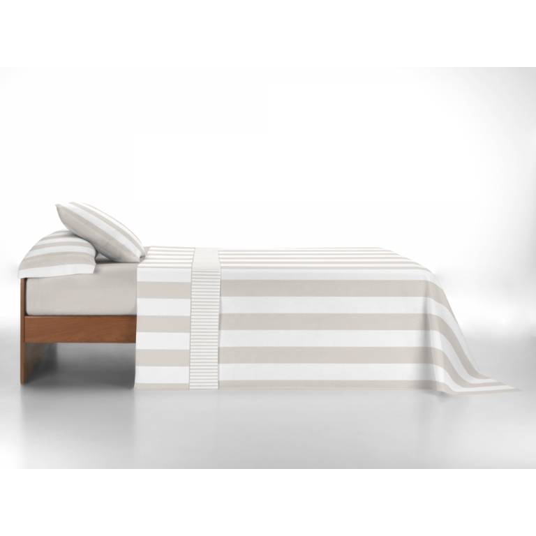JUEGO SÁBANAS CORALINA ESTAMPADO RAYAS (beige, Cama 090:160x260)