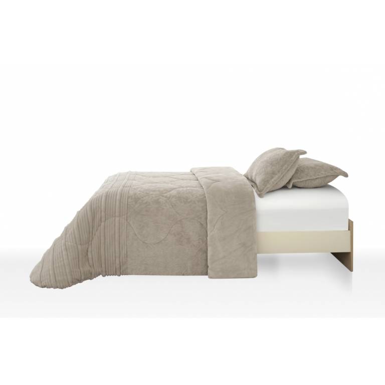 CONJUNTO EDREDON JACQUARD PATCHWORK CON BORREGUILLO (beige, Cama 090:180x270)