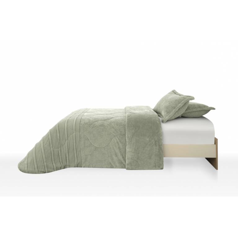 CONJUNTO EDREDON JACQUARD PATCHWORK CON BORREGUILLO verde