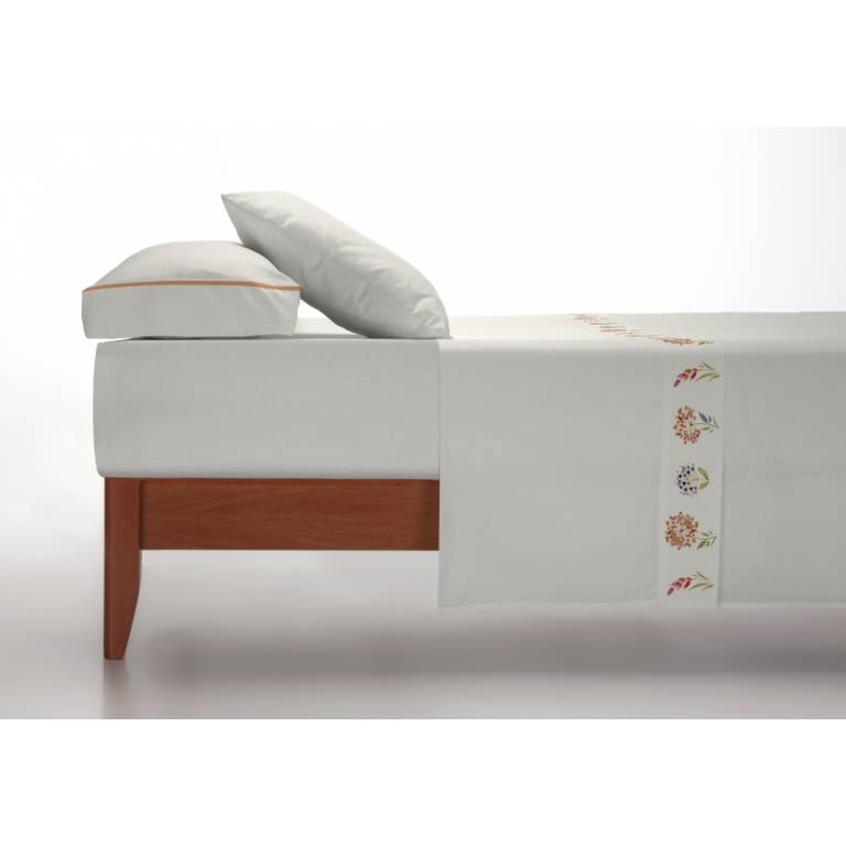 JUEGO SABANAS FLORES 3 PIEZAS (teja, Cama 135:220x270)