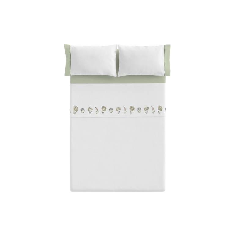 JUEGO SABANAS FLORES 3 PIEZAS (verde, Cama 160:240x270)