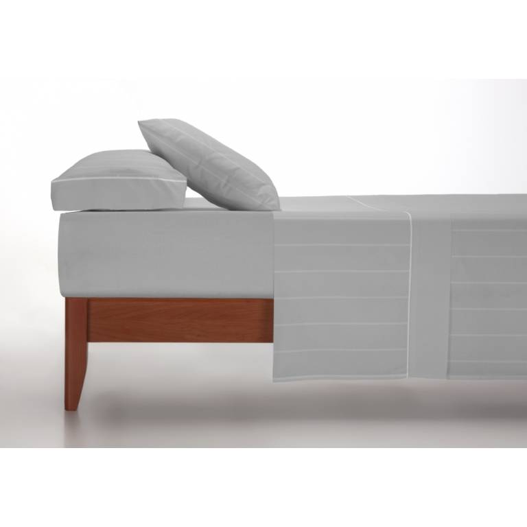 JUEGO SABANAS FRANELA RAYAS 100 ALGODON (gris, Cama 135:220x270)