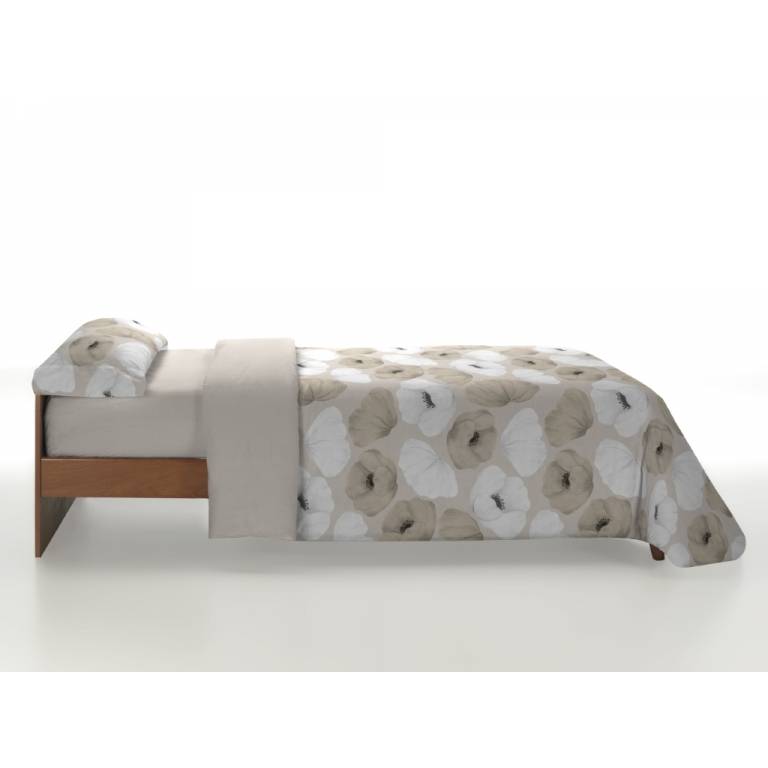 JUEGO FUNDA NÓRDICA ESTAMPADO AMAPOLAS beige