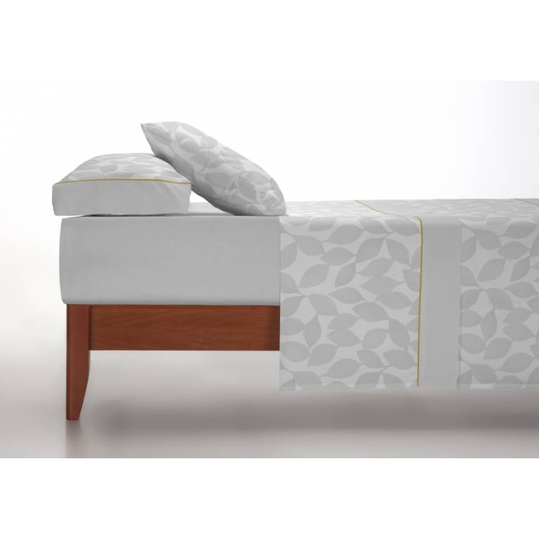 JUEGO SÁBANAS CORALINA ESTAMPADO HOJAS (gris, Cama 090:160x260)