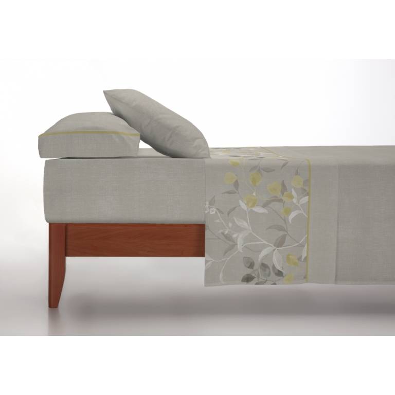 JUEGO SÁBANAS CORALINA ESTAMPADO HOJAS oro