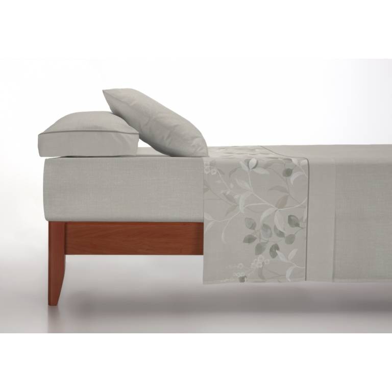 JUEGO SÁBANAS CORALINA ESTAMPADO HOJAS (natural, Cama 090:160x260)