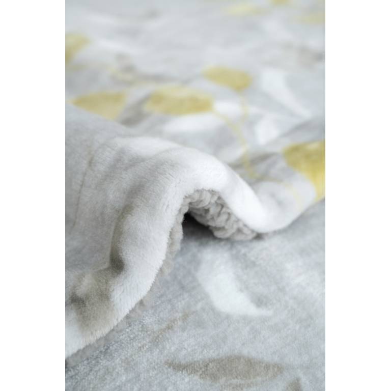 CONJUNTO EDREDÓN ESTAMPADO HOJAS CON BORREGUILLO (oro, Cama 180:280x270)